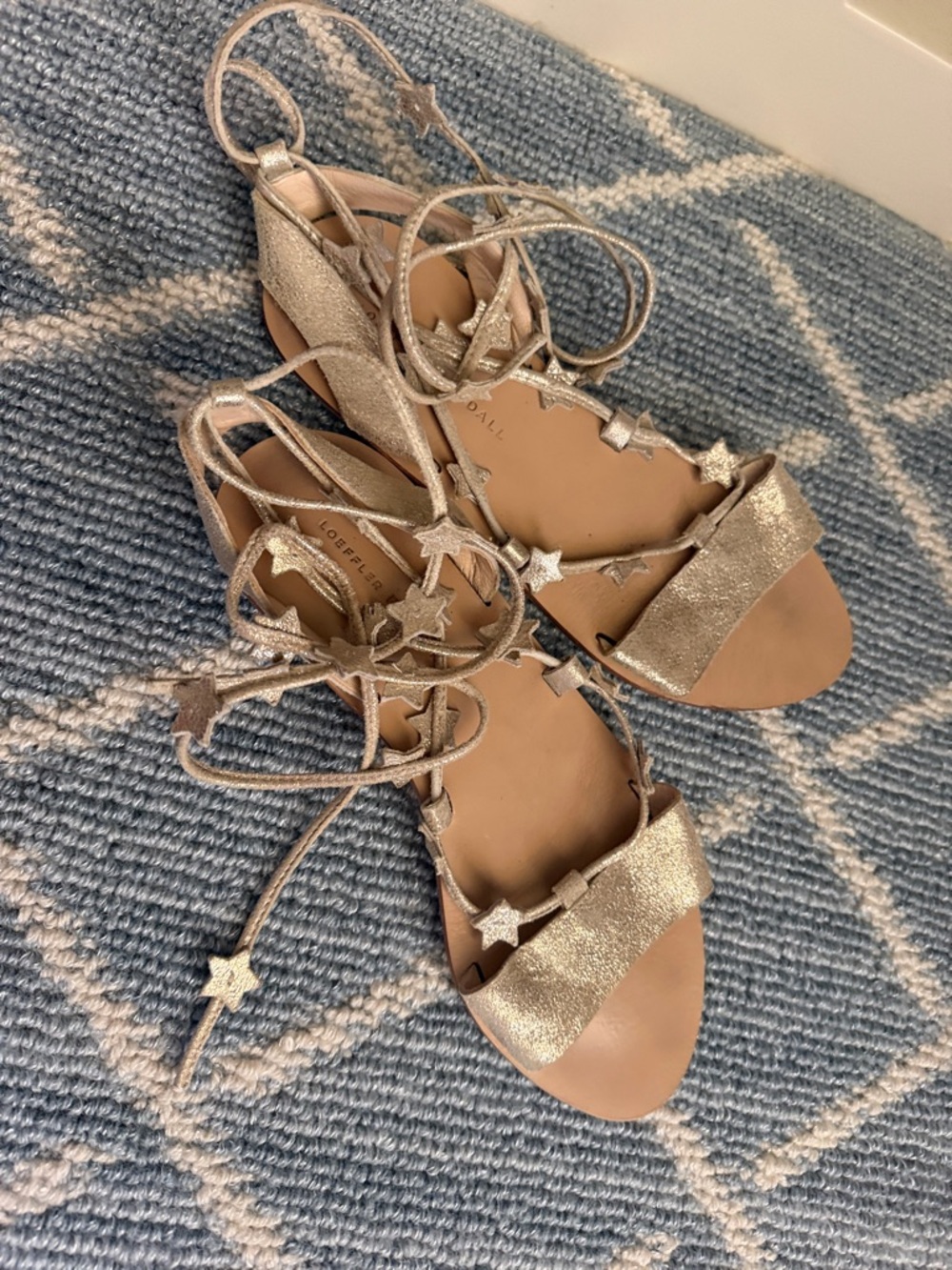 Loeffler Randall Silver Star Lace-Up Flat Sandals